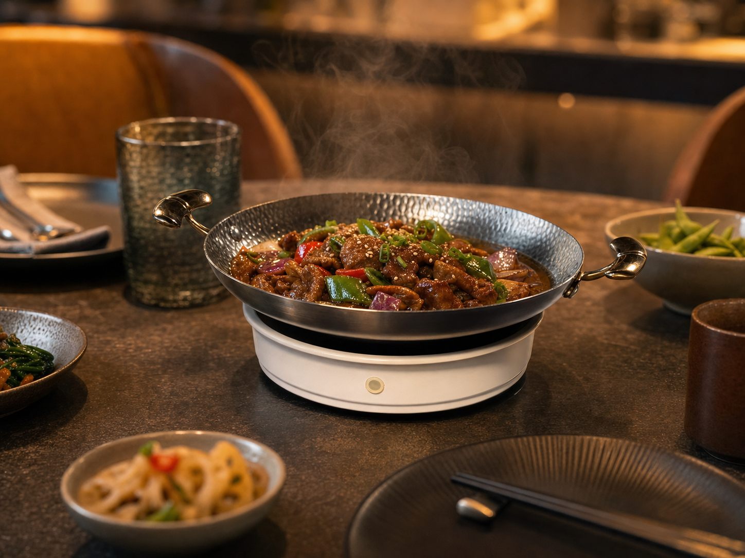 Shared table-service dish kept warm on Insta Hot Plate